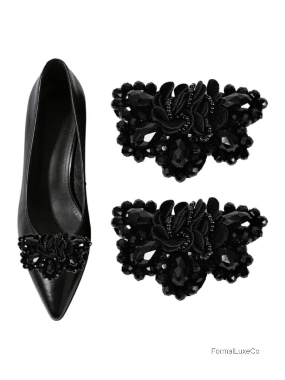 2 Pc Detachable Bow Shoe Clips Alloy Cotton Beads for Heels Flats